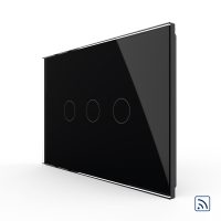 Interruptor táctil triple inalámbrico Livolo de vidrio – estándar italiano culoare neagra