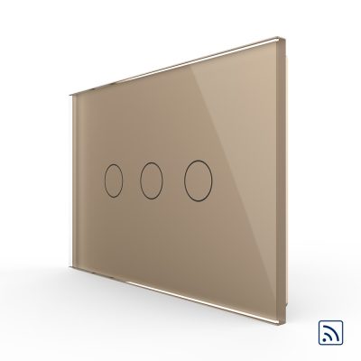 Interruptor táctil triple inalámbrico Livolo de vidrio – estándar italiano culoare aurie