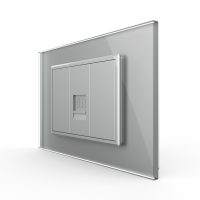 Enchufe de internet Livolo con marco de vidrio – estándar italiano culoare gri