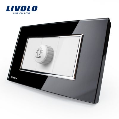 Interruptor con variador Livolo marco de vidrio – estándar italiano culoare neagra