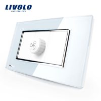 Interruptor con variador para ventilador, Livolo, con marco de vidrio – estándar italiano