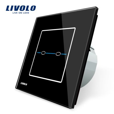 Interruptor táctil doble Livolo de vidrio – Serie R culoare neagra