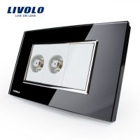 Enchufe doble TV por satélite Livolo con marco de vidrio – estándar italiano culoare neagra