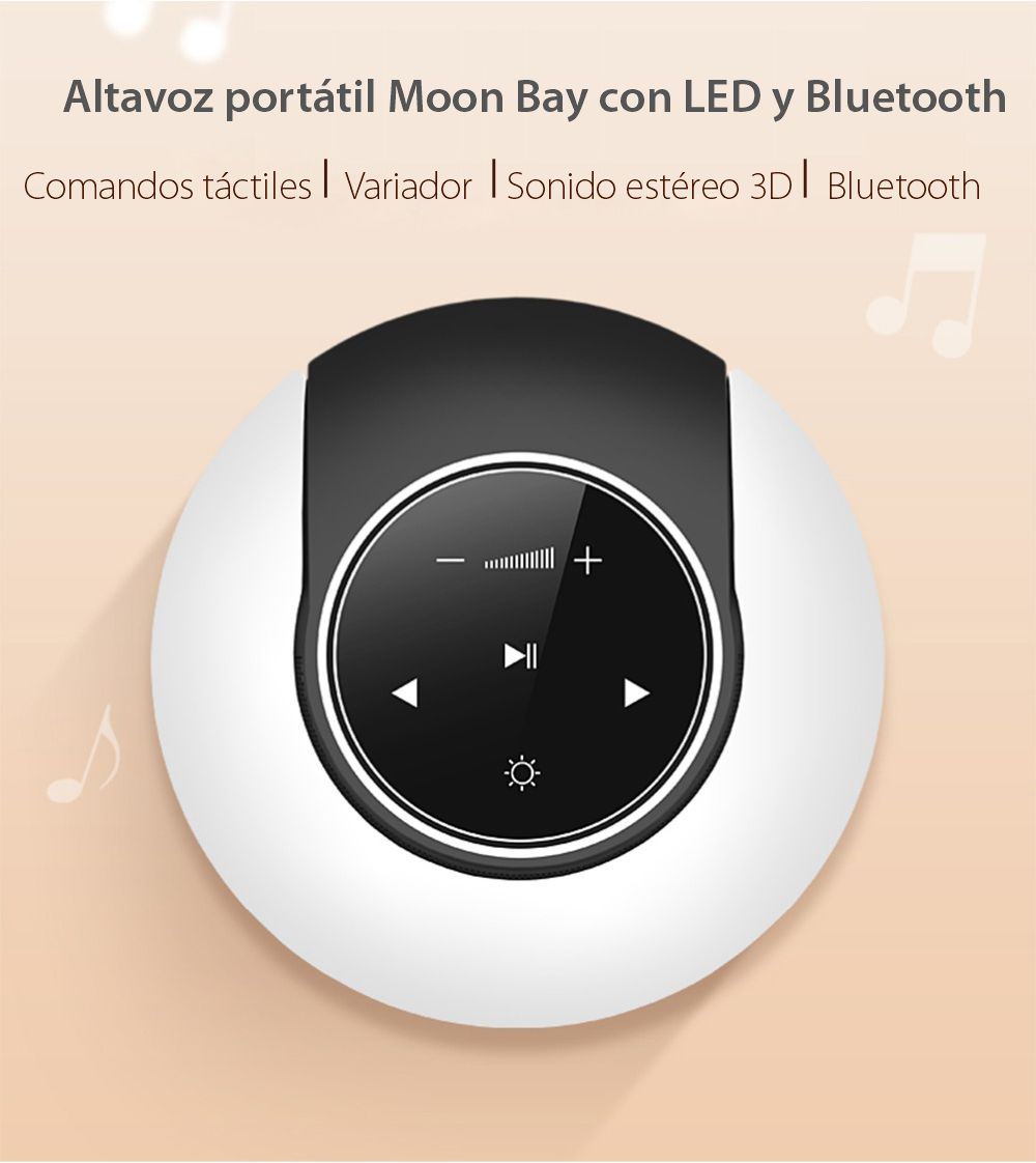 Altavoz portátil Red Sun Moon Bay con lámpara LED, Bluetooth 4.0, Red Sun RS-WBSL-07