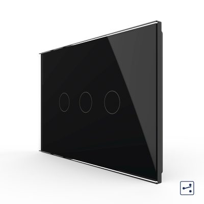 Interruptor conmutador triple táctil Livolo de vidrio – estándar italiano culoare neagra