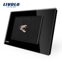 Enchufe TV por satélite Livolo con marco de vidrio – estándar italiano culoare neagra