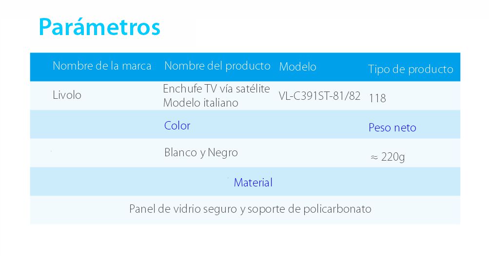 Enchufe TV por satélite Livolo con marco de vidrio – estándar italiano