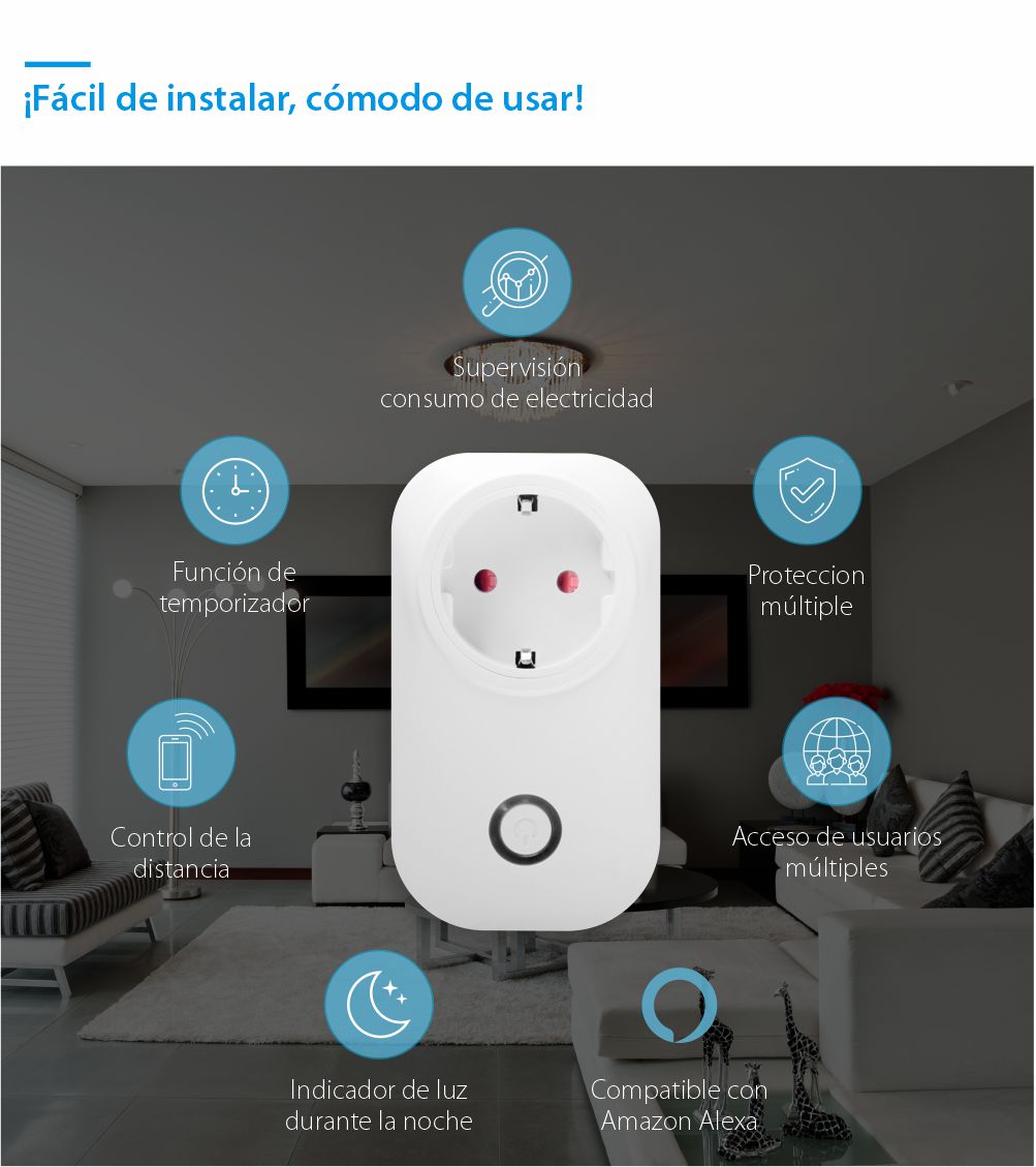 Enchufe inteligente Red Sun RS-SU02, monitoreo de energía, compatible con Amazon Alexa, control del teléfono móvil