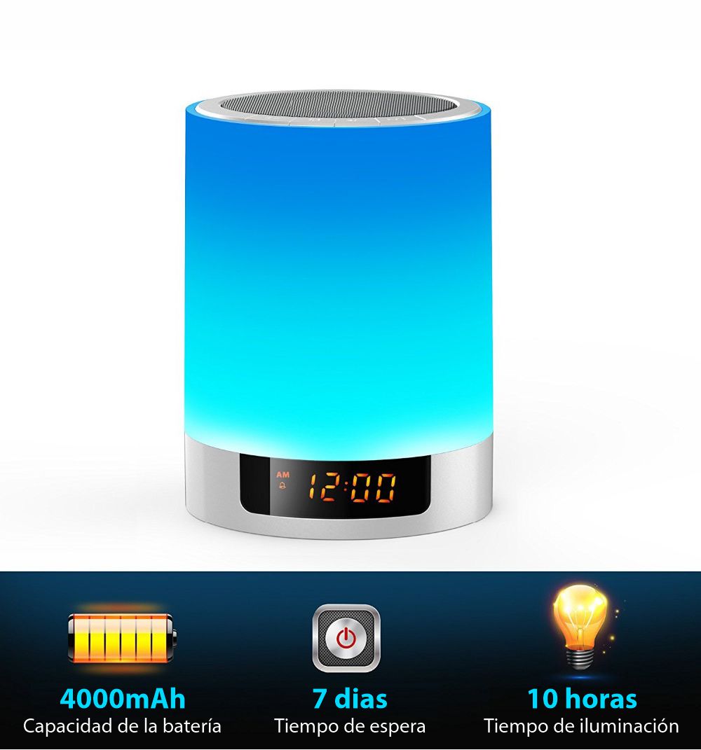 Lámpara RGB y altavoz inteligente portátil wi-fi, reloj despertador, Bluetooth 4.0 Red Sun RS-DY-29