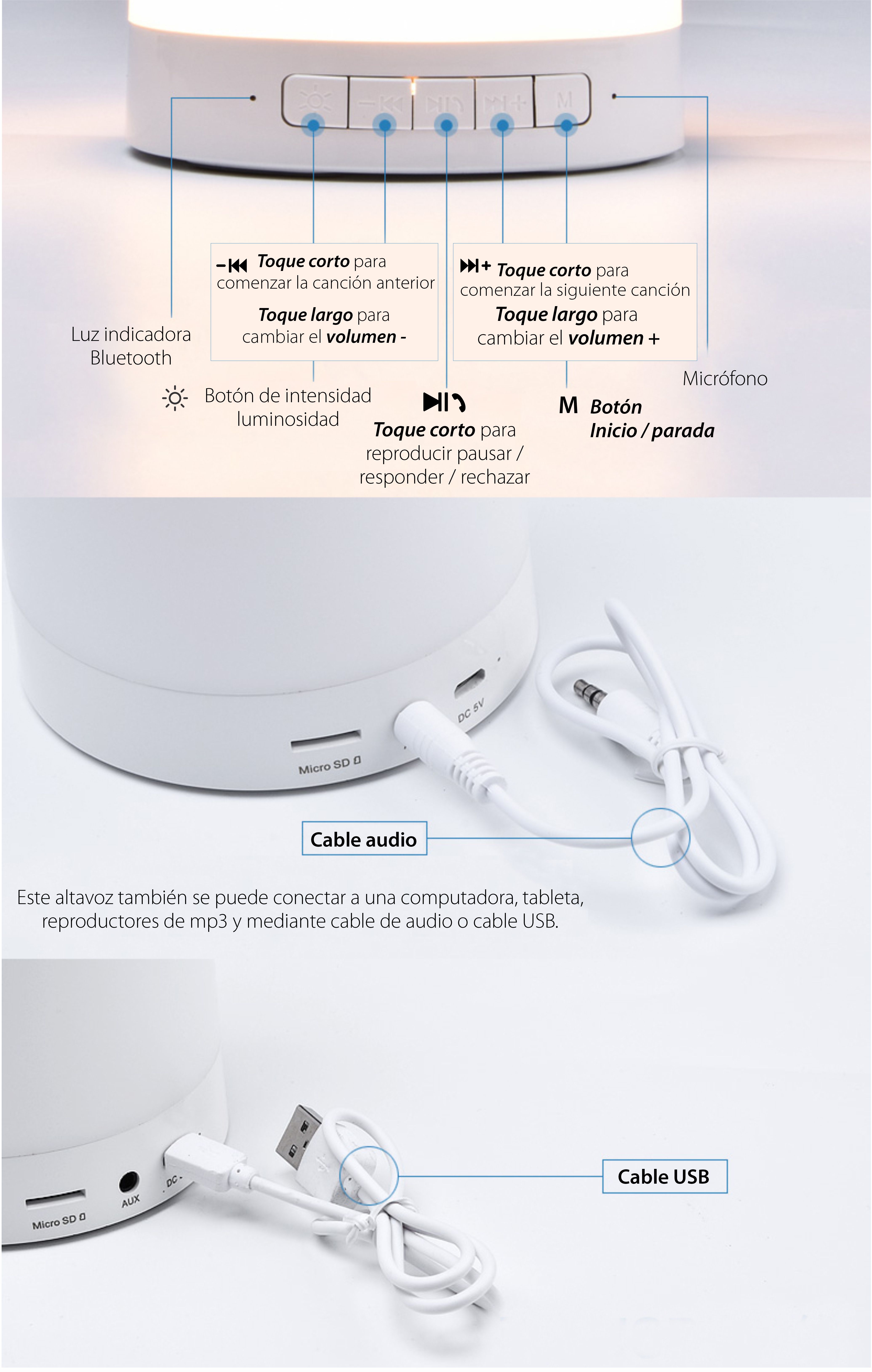 Altavoz portátil y lámpara inteligente con Bluetooth – Red Sun RS-WBSL-LV2016-RGB