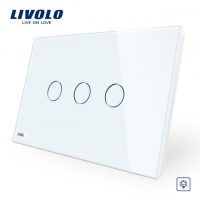 Interruptor táctil triple con variador Livolo de vidrio – estándar italiano