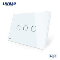 Interruptor táctil triple inalámbrico con variador Livolo de vidrio – estándar italiano