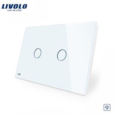 Interruptor táctil doble con variador Livolo de vidrio – estándar italiano