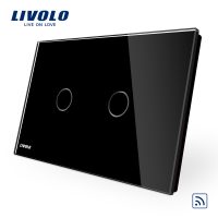 Interruptor táctil doble inalámbrico Livolo de vidrio – estándar italiano culoare neagra
