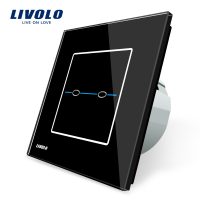 Panel de interruptores doble táctil Livolo de vidrio – Serie R culoare neagra