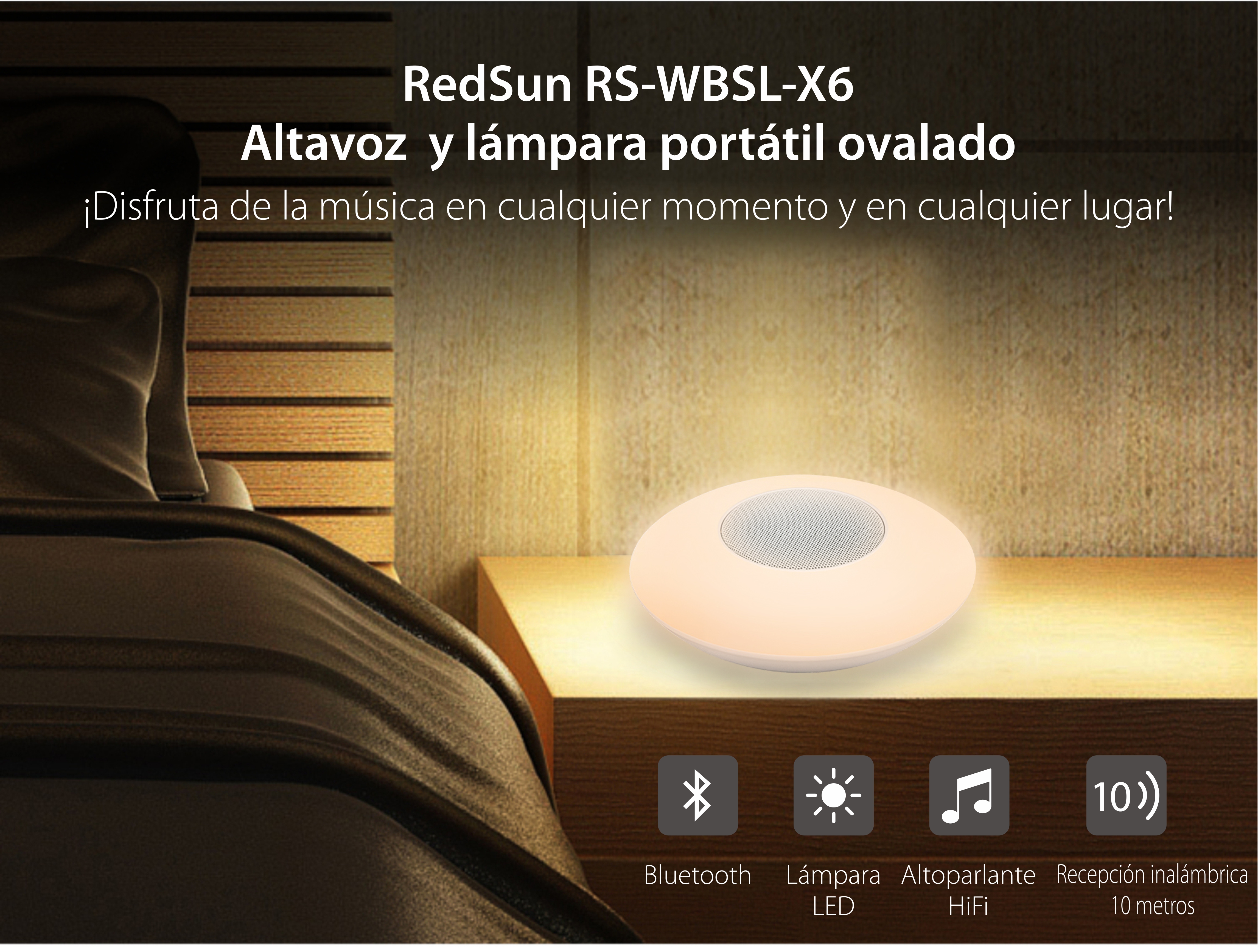 Altavoz y lámpara inteligente, ovalado, con Bluetooth Red Sun RS-WBSL-X6