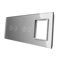 Panel de cristal Livolo para interruptores doble + doble + 1 elemento de libre montaje culoare gri