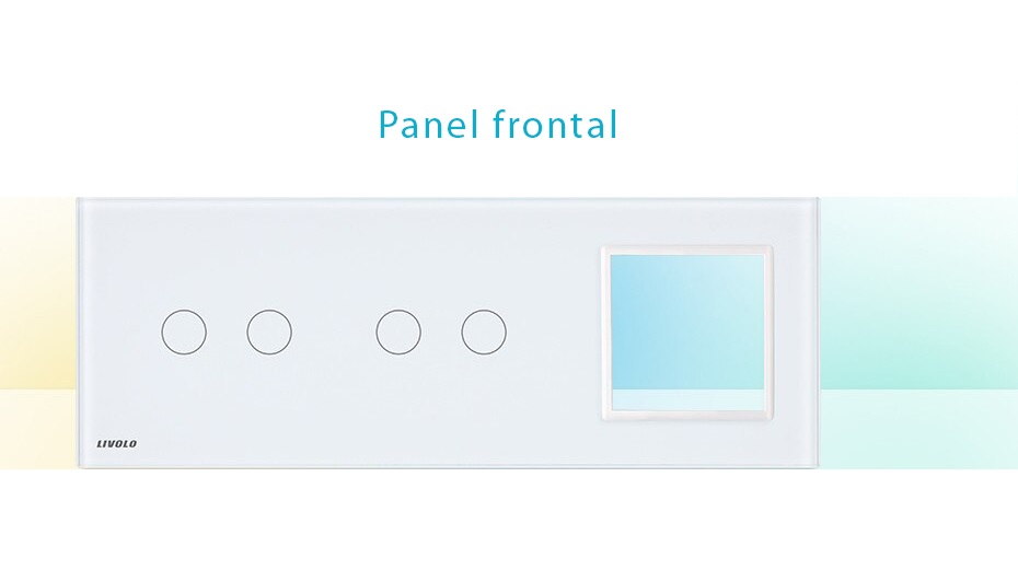 Panel de cristal Livolo para interruptores doble + doble + 1 elemento de libre montaje