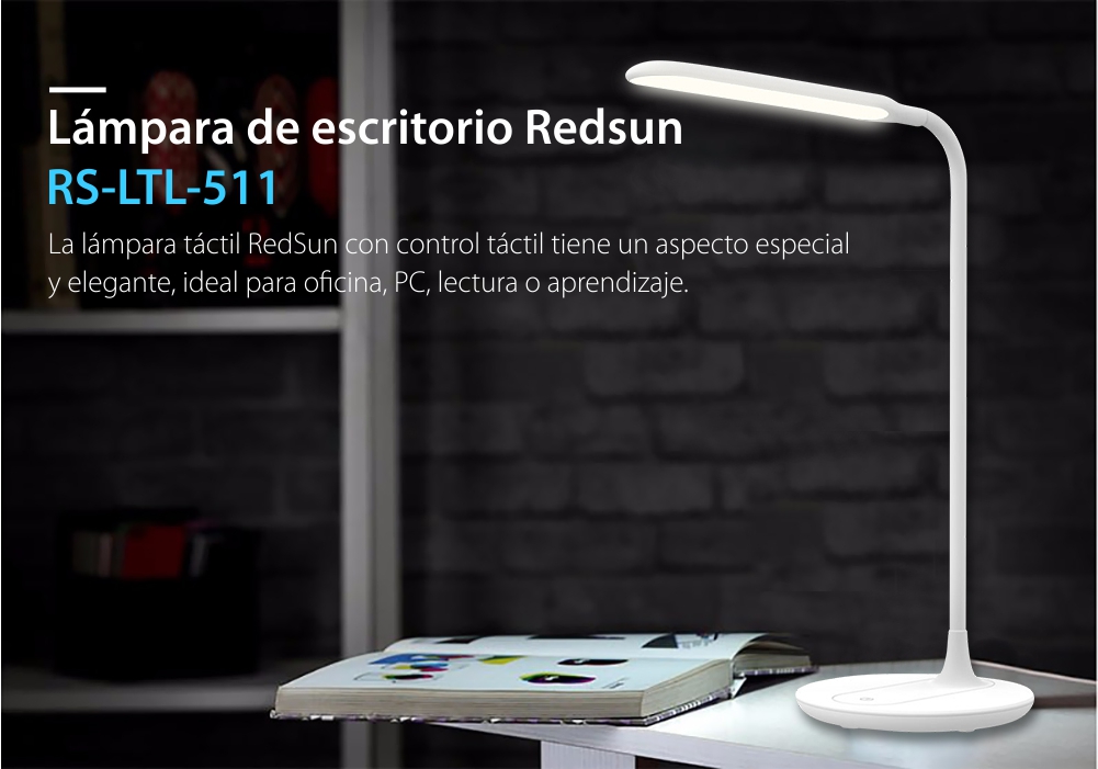 Lámpara de escritorio Red Sun con 3 niveles de iluminación