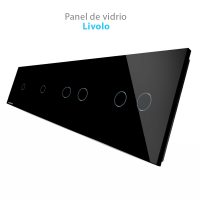 Panel para interruptores simple + simple + doble + doble Livolo de vidrio culoare neagra