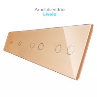 Panel para interruptores simple + simple + doble + doble Livolo de vidrio culoare aurie