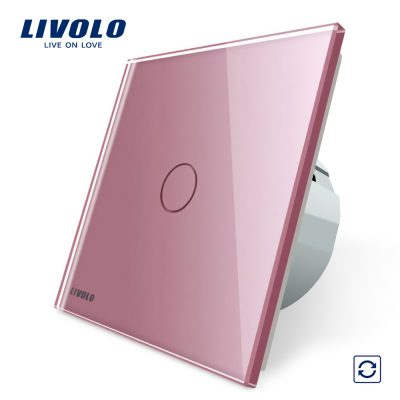 Interruptor táctil de retorno Livolo de vidrio culoare roz