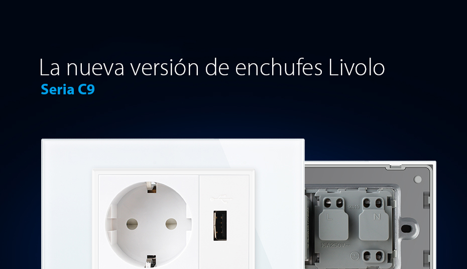 Enchufe simple Livolo con USB – estándar italiano