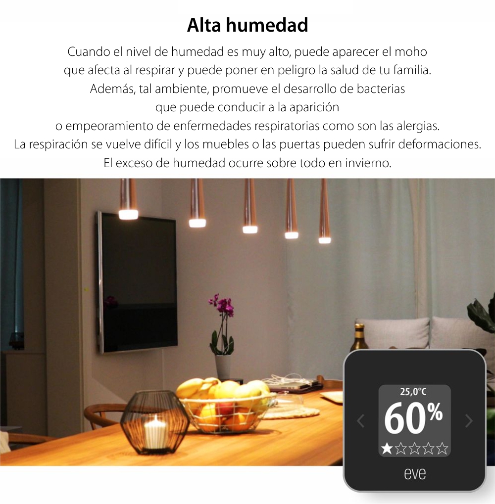 Eve Room – Sensor de calidad del aire para interior para registrar la  calidad del aire (COV), temperatura y humedad, tecnología Apple HomeKit,  Bluetooth, Thread : : Auto et Moto