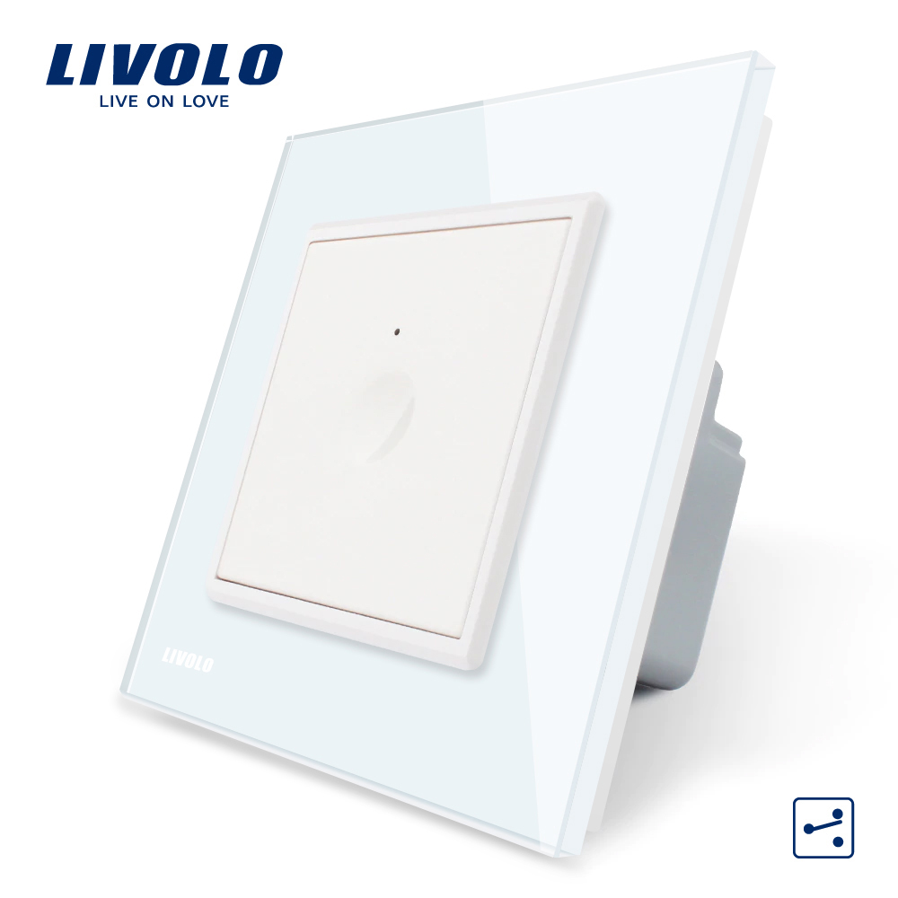 Interruptor tactil DOBLE 2-3 vías conmutador Livolo luz de pared blanco con  panel cristal MODERNO