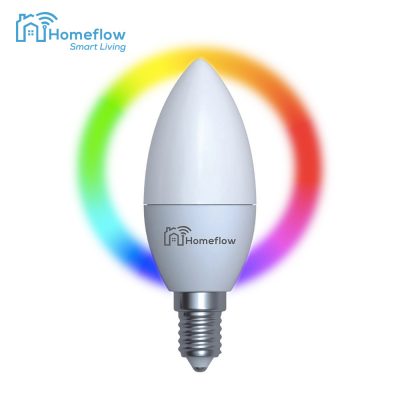 Bombilla inteligente inalámbrica Homeflow B-5004, LED, E14, 5W (40W), 400lm, regulable, RGB, control desde el teléfono móvil