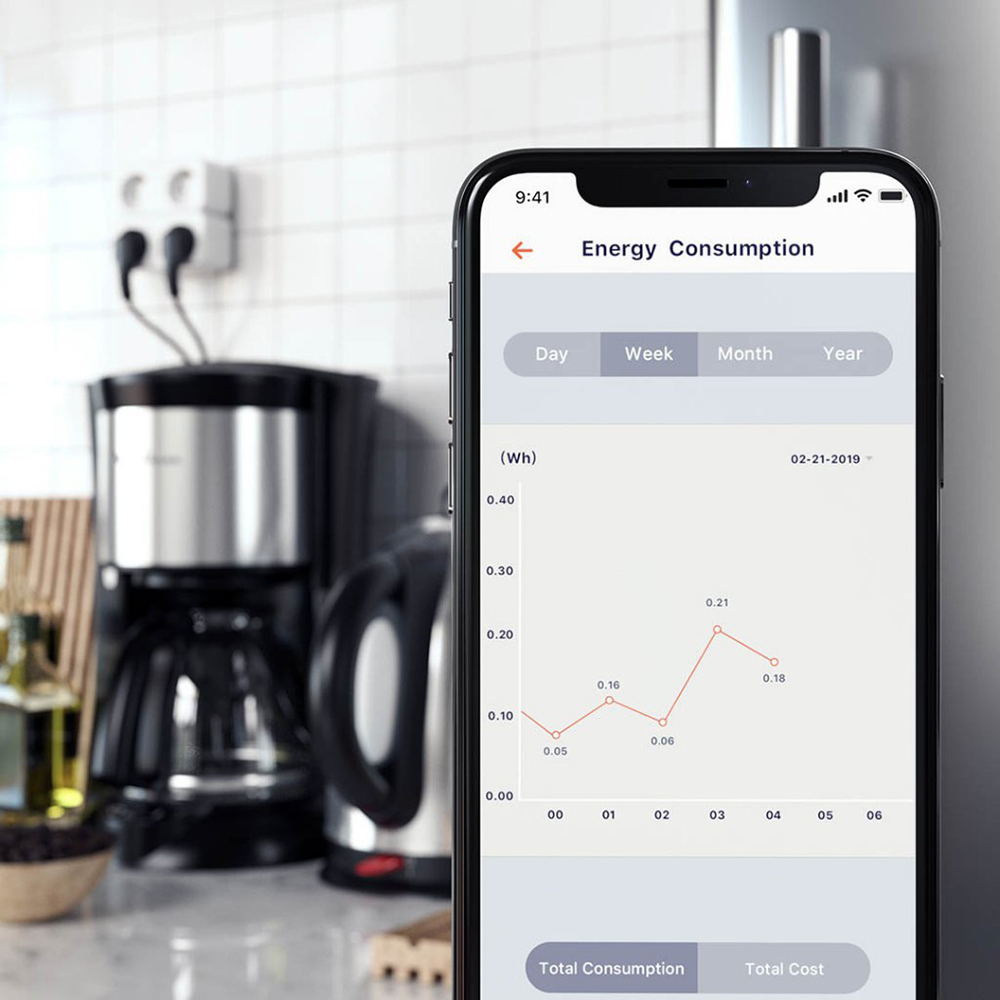Enchufe inteligente doble Satechi, compatible con Apple HomeKit, monitoreo del consumo de energía, control de aplicaciónes