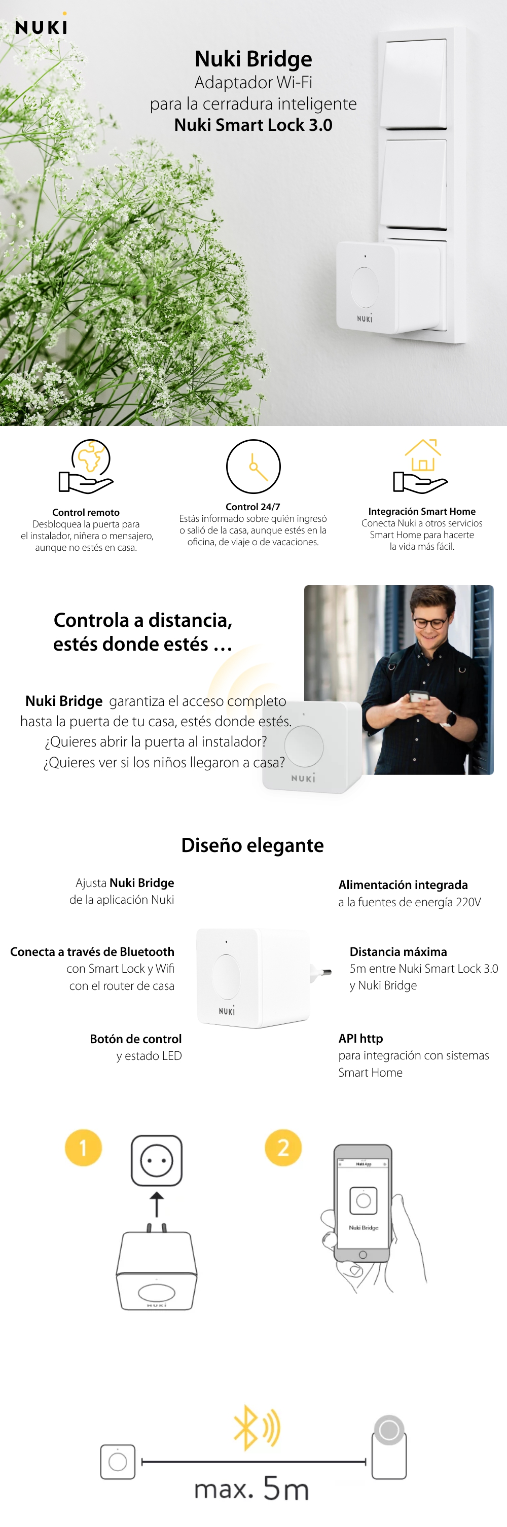 Nuki Smart Lock 4.0 Pro Cerradura conectada Bluetooth/Wi-Fi (blanco) - NUKI