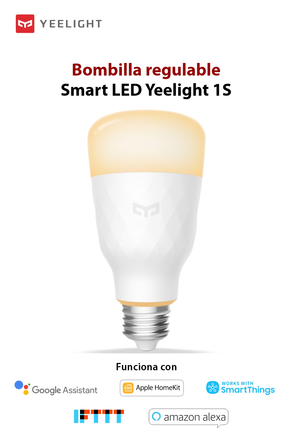 Bombilla inteligente LED Yeelight 1S, Dimabil, Wi-Fi, E27, 800 LM, Control por voz, 8.5W