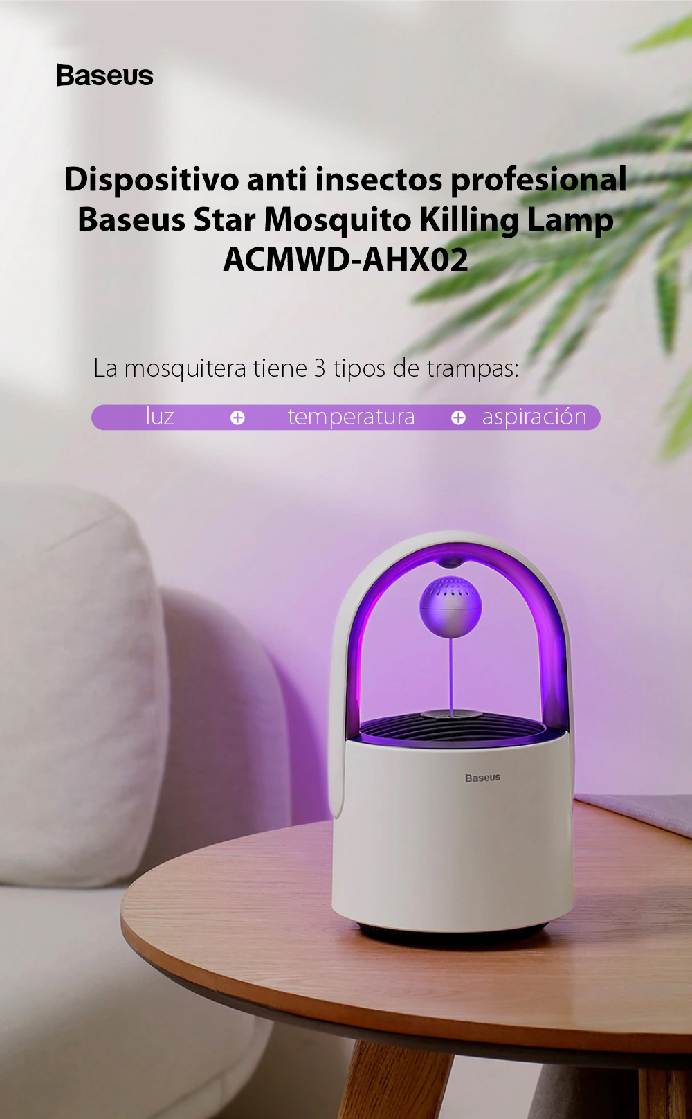 Dispositivo profesional Anti insectos Baseus Star, ACMWD-AHX02, USB, Ventilador 7 aspas