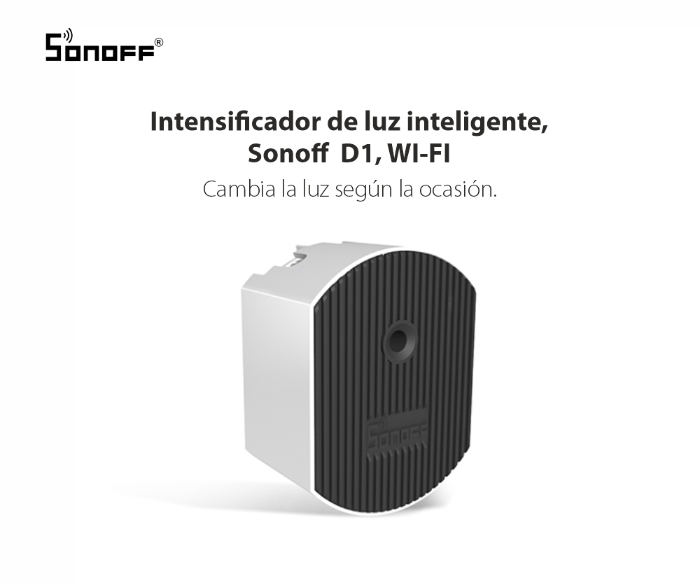 Intensificador de luz inteligente Dimmer D1, Sonoff, Inalámbrico, Control por voz, Compatible con Google Home y Alexa
