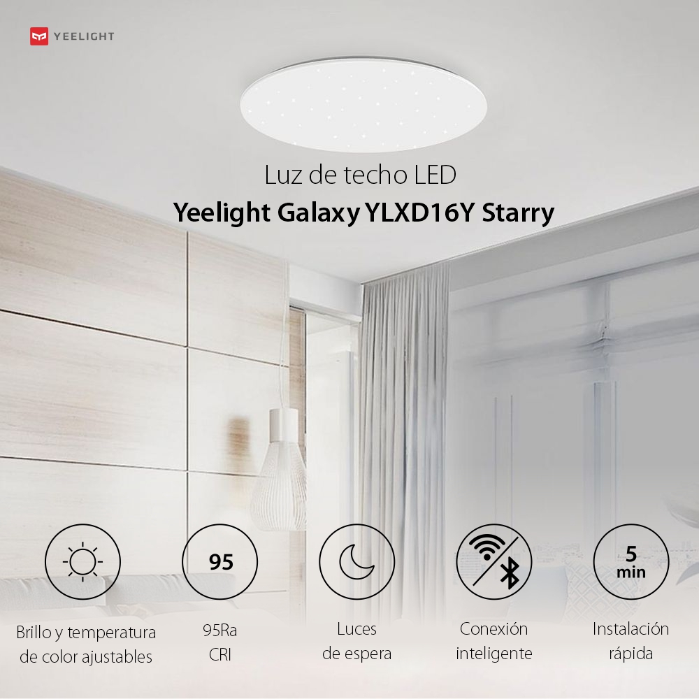 Lámpara de techo LED Yeelight Galaxy YLXD16Y Starry, Inalámbrico, Superficie iluminada 20 m², 2200 Lm