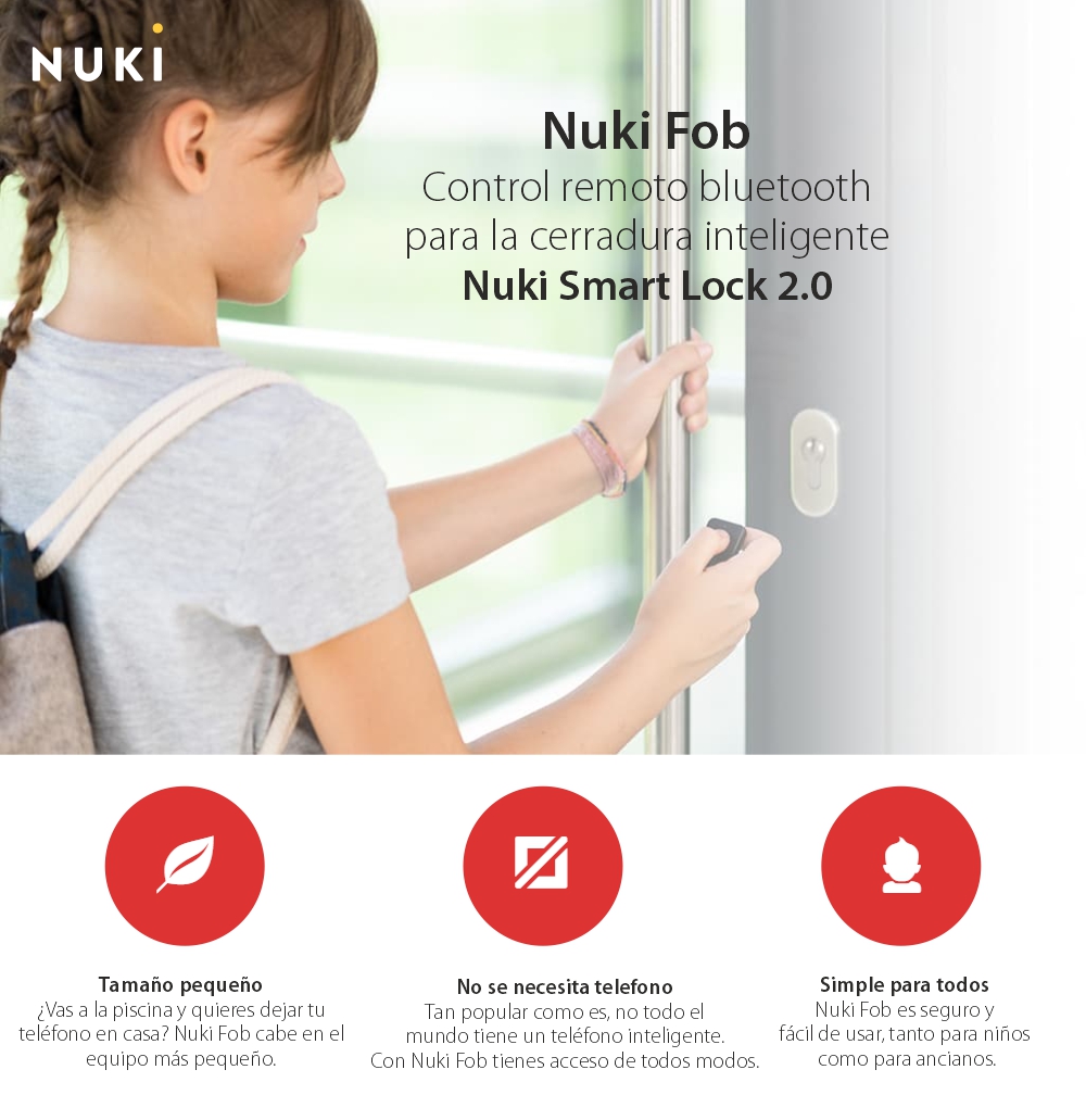 Llave inteligente Nuki Fob, Para Nuki Smart Lock 2.0, Control a larga distancia, Bluetooth 4.0
