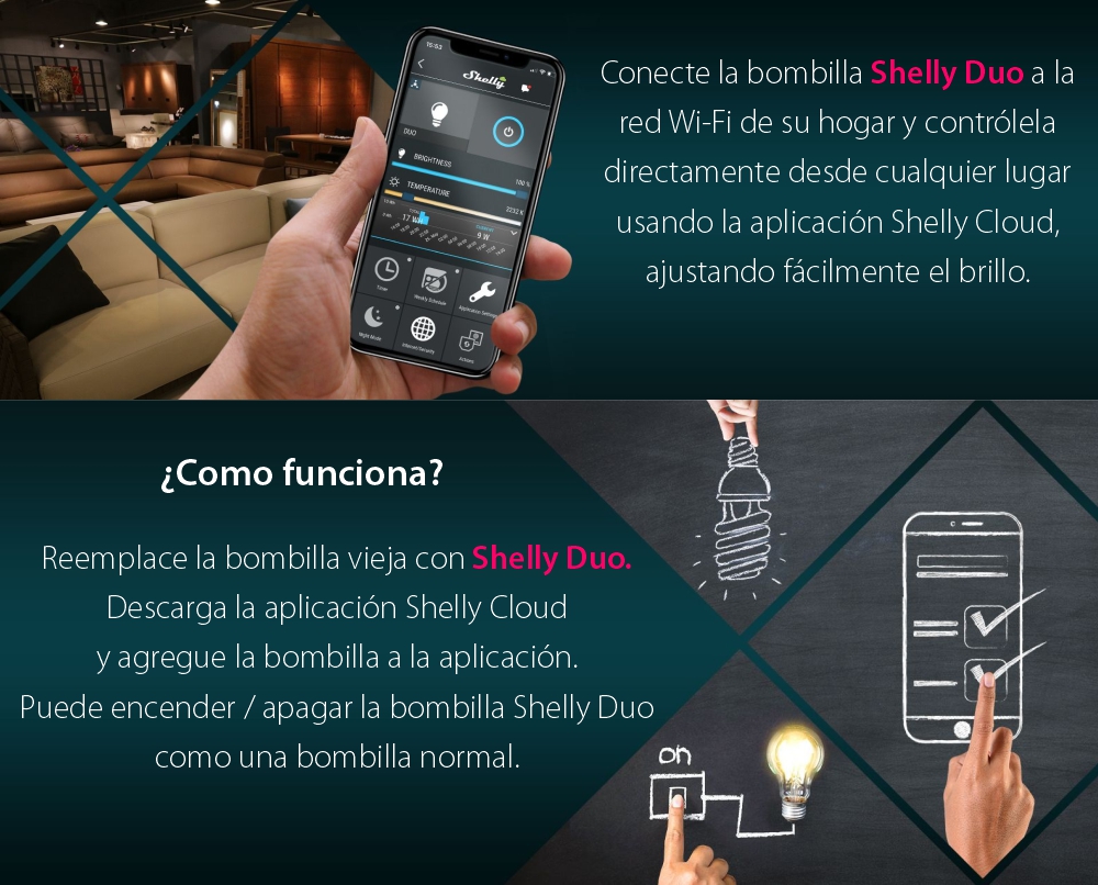Bombilla LED inteligente Shelly Duo, Wi-Fi, E27, 9W, Temperatura de color 800 LM