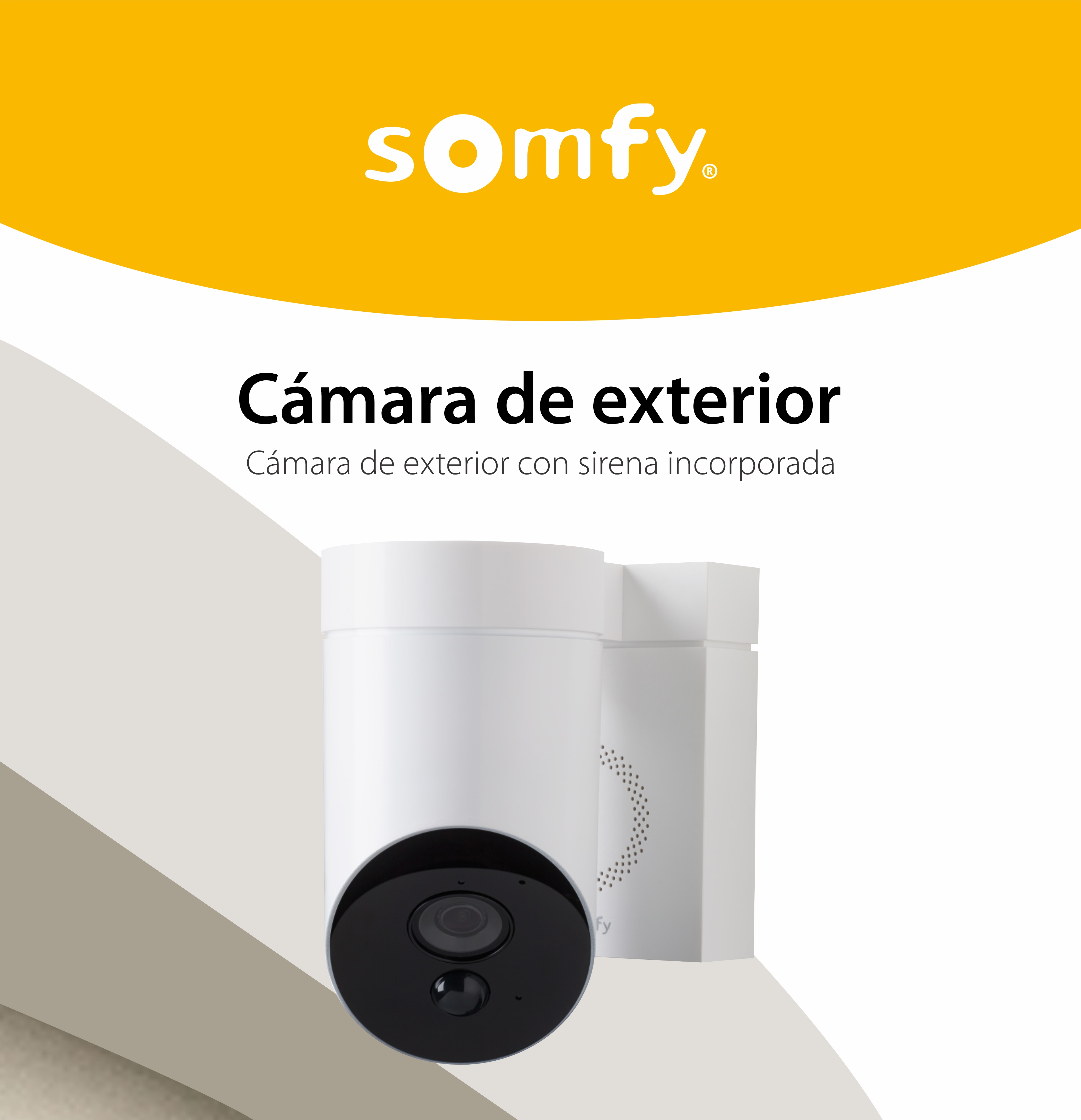 Cámara de vigilancia exterior Somfy, Wifi, 1080p Full HD, Sirena de 110 dB, Posible conexión a la luminaria existente – Blanco