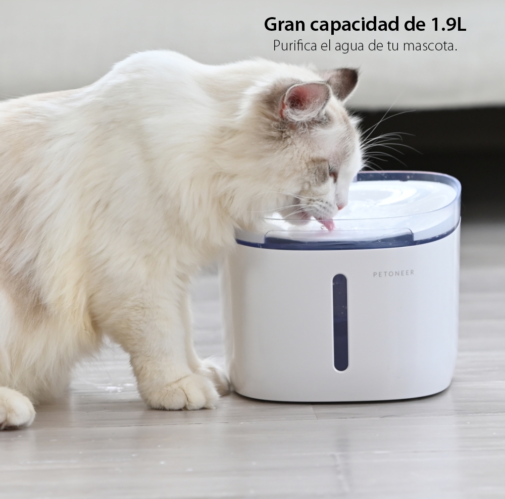 Dispensador de agua para mascotas, Petoneer Fresco Mini, 1.9L, Filtrado, Control desde la aplicación