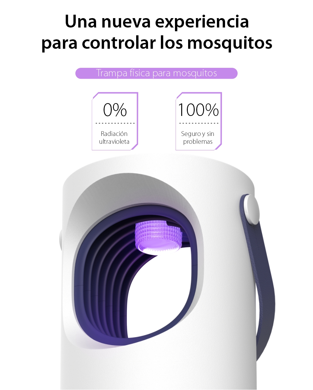 Dispositivo anti insectos profesional Baseus Purple Vortex, ACMWD-ZX02, USB, Remolino con 7 palas, Revestimiento de 360 ​​°