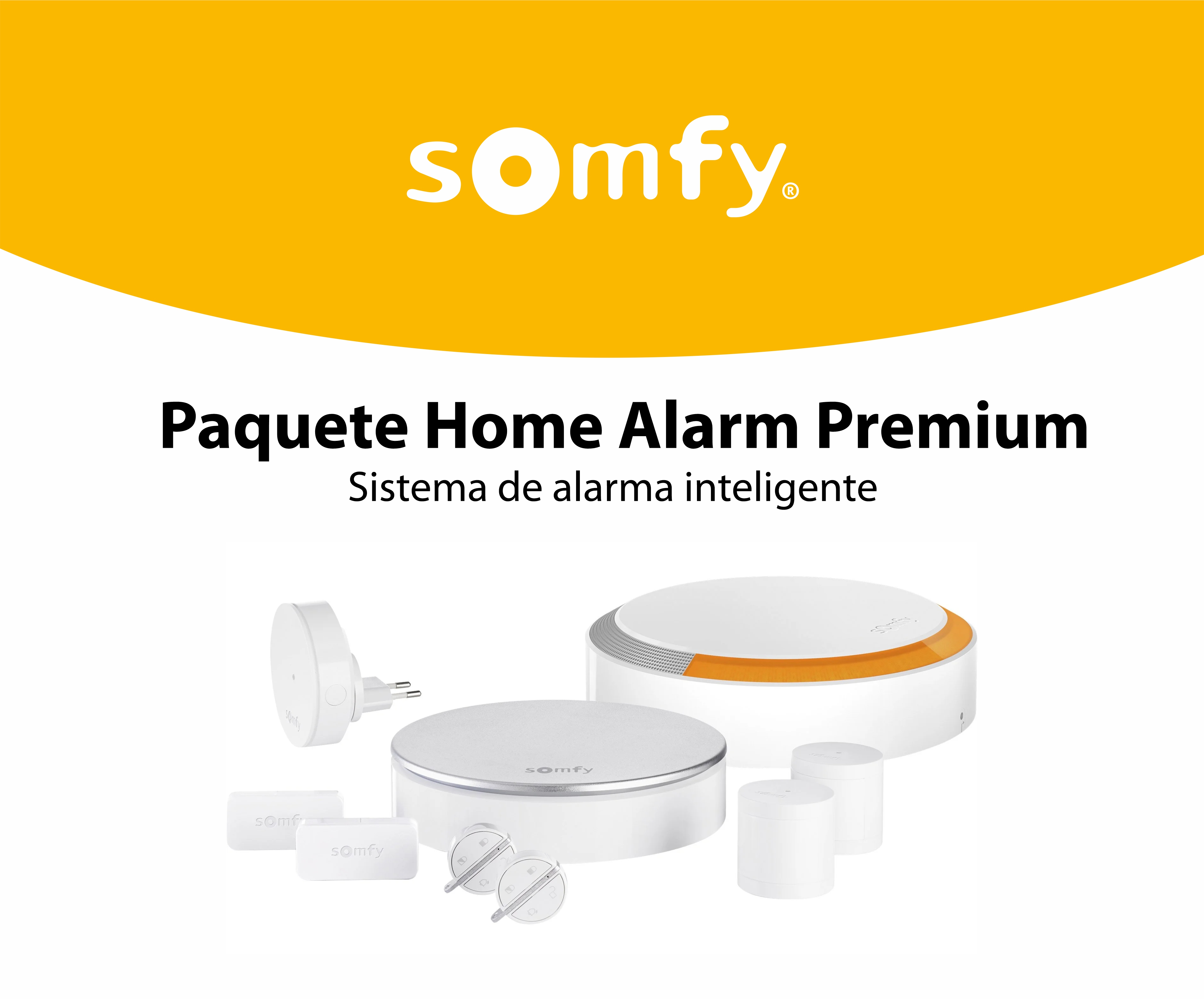Pack Premium de alarma para el hogar Somfy, Sirena interior, Sirena exterior, Llaveros e INTELLITAG ™