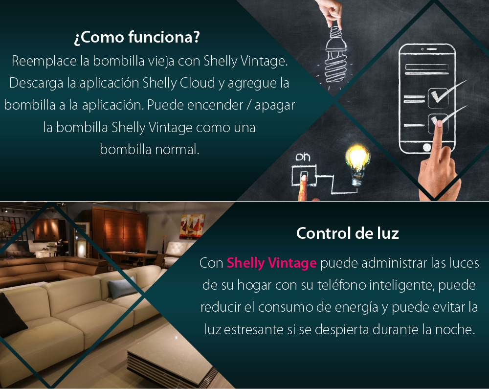 Bombilla inteligente Shelly Vintage ST64, Dimmer, Wi-Fi, Control desde aplicación, E27, 7W, 750 LM