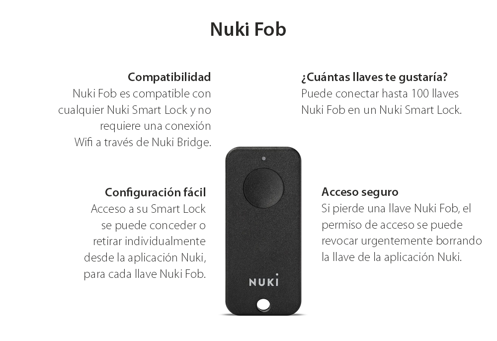 Llave inteligente Nuki Fob, Para Nuki Smart Lock 2.0, Control a larga distancia, Bluetooth 4.0