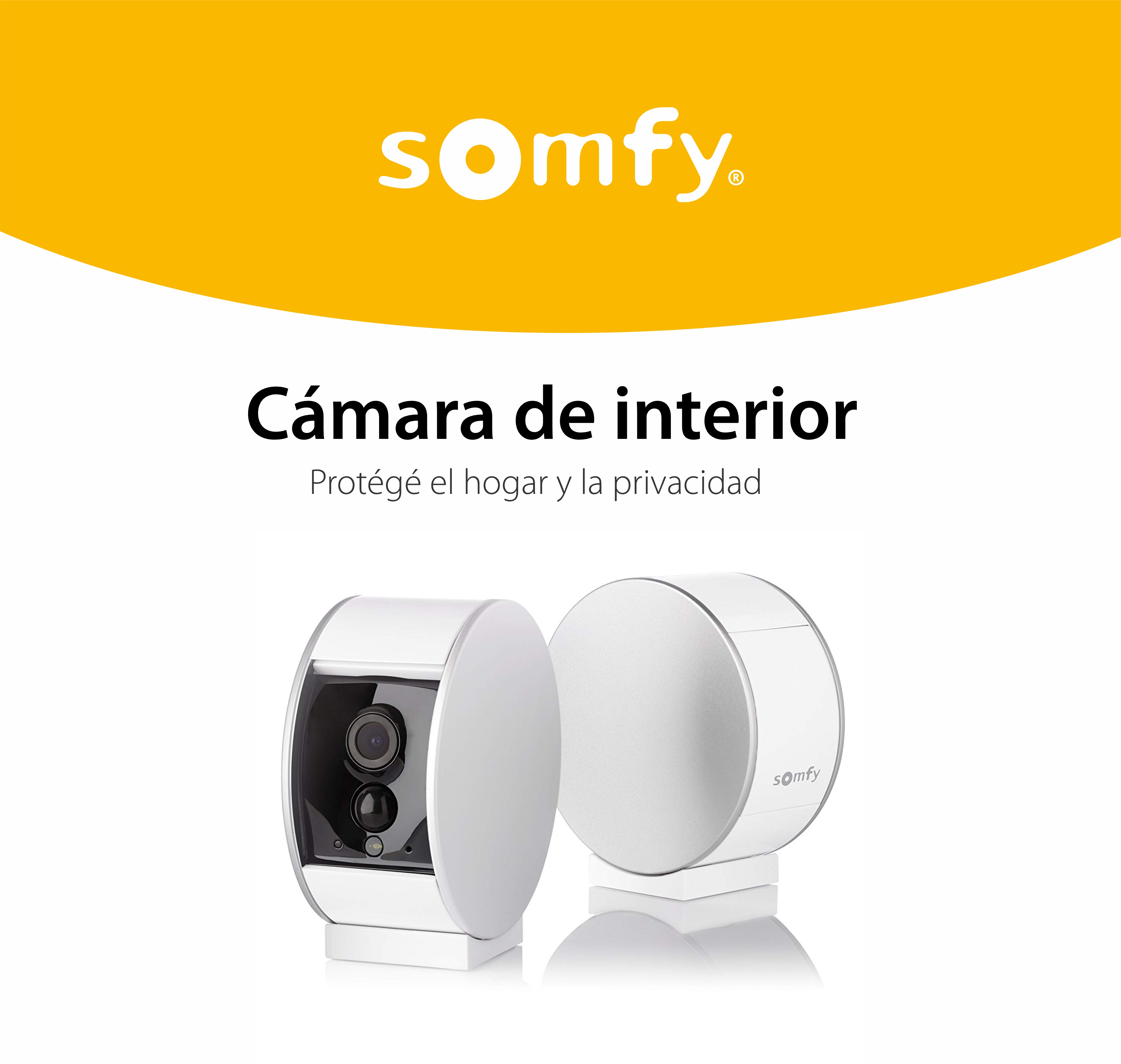 Cámara video HD para interiores Somfy Protect, Vista nocturna, Zoom 8x, Compatible con TaHoma, Amazon Alexa, IFTTT y funciona con Nest