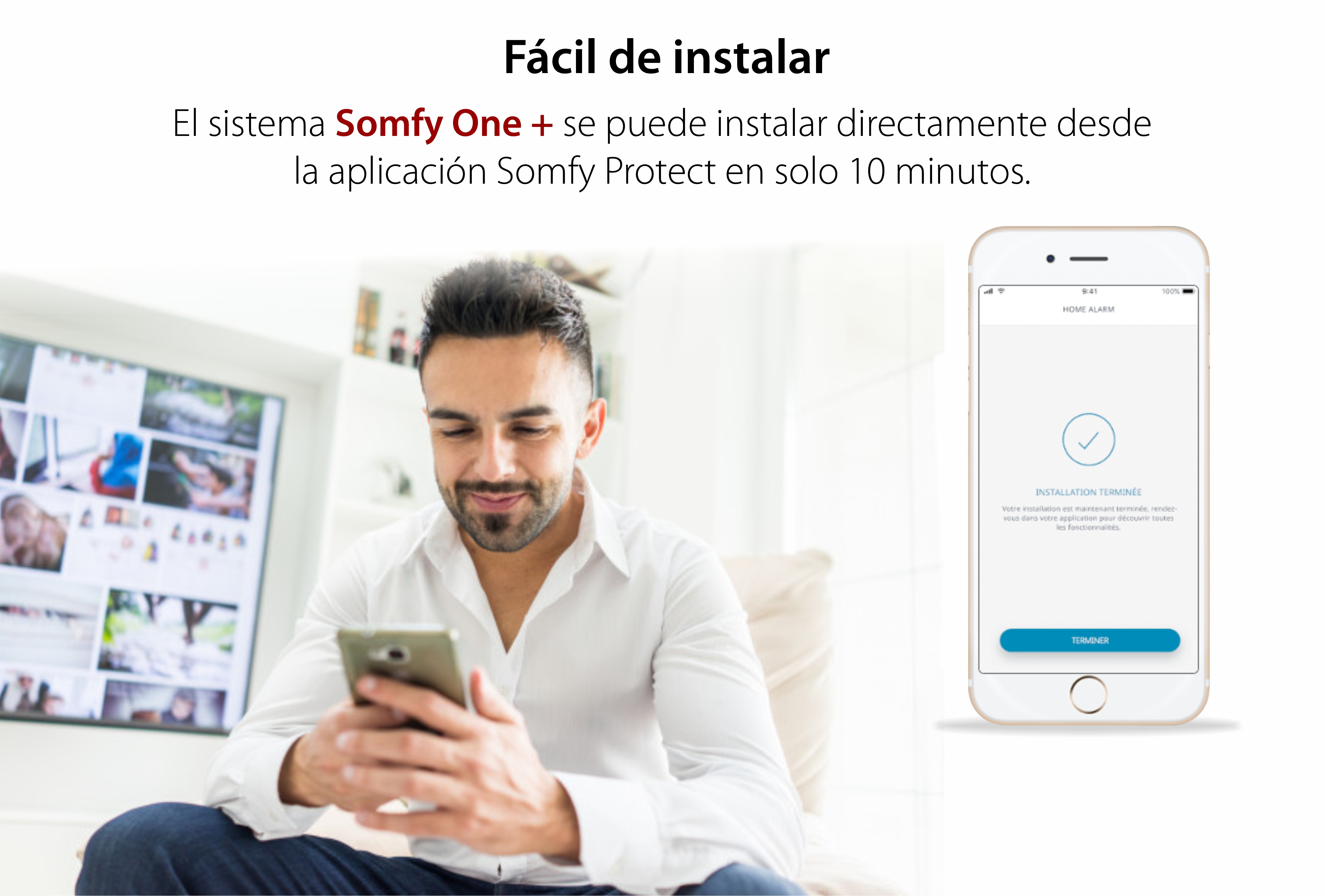 Cámara de vigilancia Somfy One+, Full HD, Alarma y sirena, WiFi, Bluetooth 4.0, Detector de movimiento ( Badge y IntelliTag incluido )