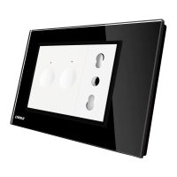 Interruptor doble 2 tactil + enchufe Livolo con marco de cristal, estándar italiano culoare neagra