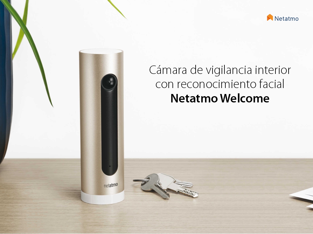 Cámara de vigilancia Netatmo Welcome, Reconocimiento facial, Wi-Fi, 4 MP, Resolución 1080P, Acceso a la aplicación