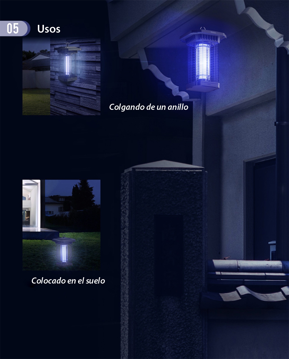 Lámpara UV / Dispositivo anti-mosquitos Baseus, 18 W, Silencioso, Resistente al agua, Longitud de onda 365 nm