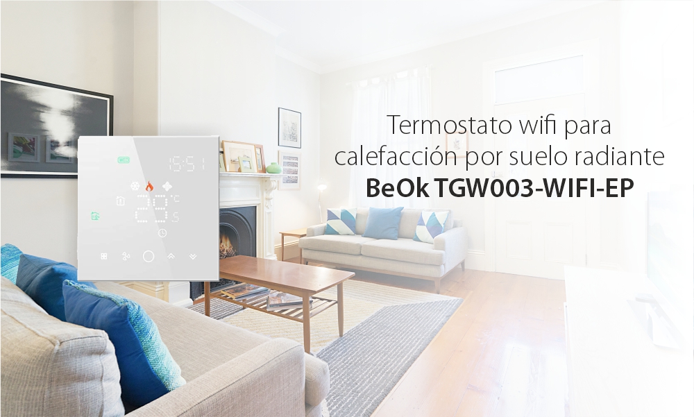 Termostato wifi para calefacción por suelo radiante BeOk TGW003-WIFI-EP